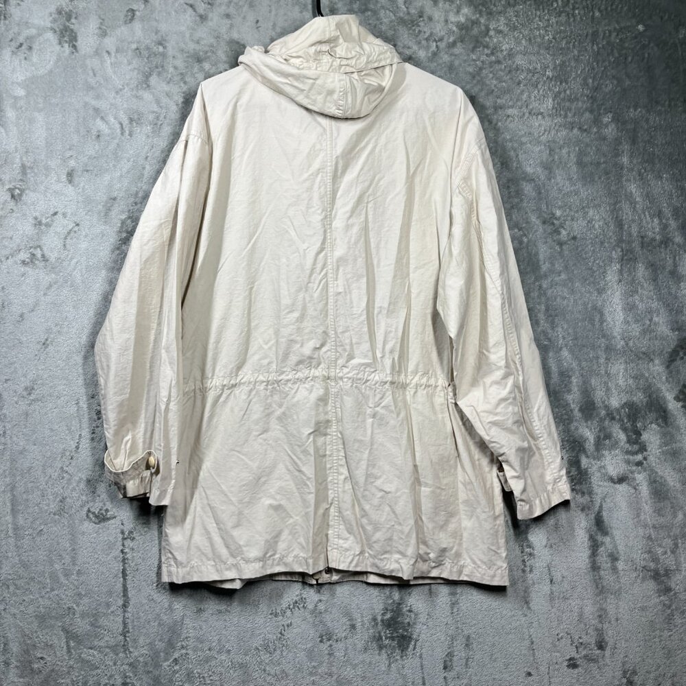 VTG J.Crew Oarsman Field Jacket Medium Beige Hooded Cotton Nylon Utility - Picture 3 of 11